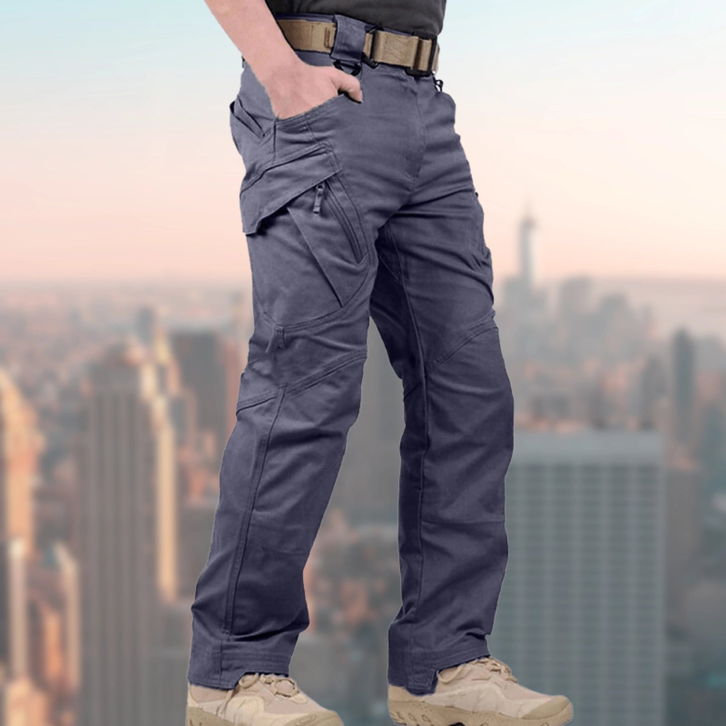 Tactische ademende outdoorbroek met cargozakken khaki
