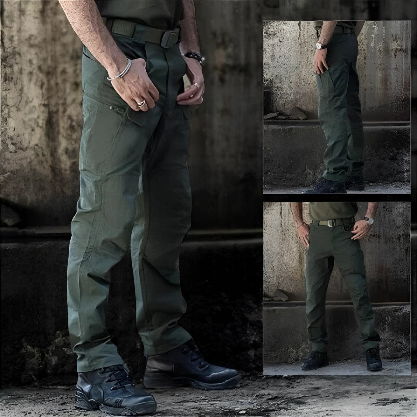 Tactische ademende outdoorbroek met cargozakken khaki