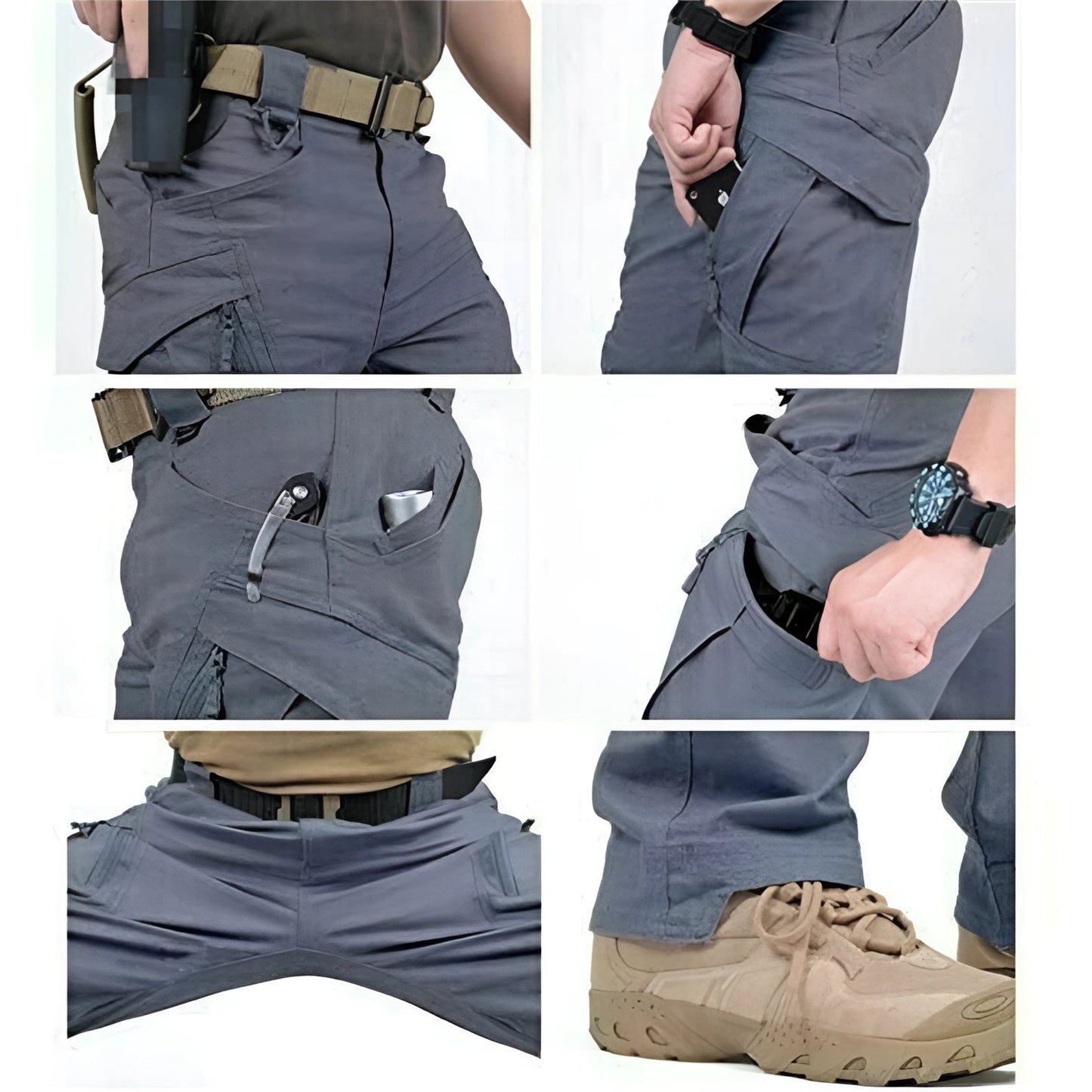Tactische ademende outdoorbroek met cargozakken khaki