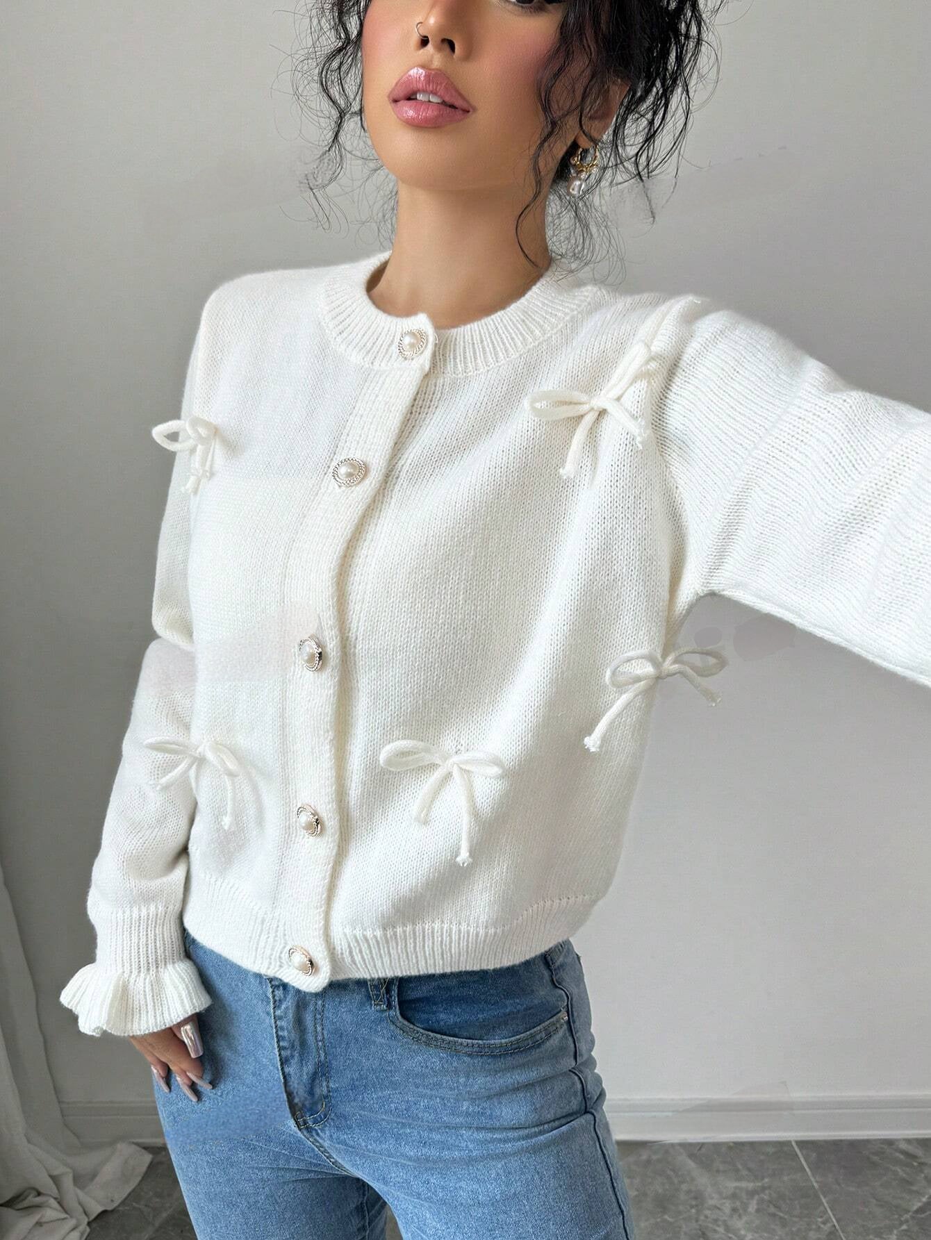 Elegant Effen Damesvest met Strikdetail | Perfect voor Herfst/Winter