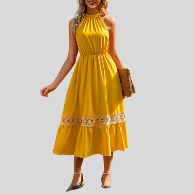 Zonnegeel Kanten Jurk Luisa voor een Stralende Look