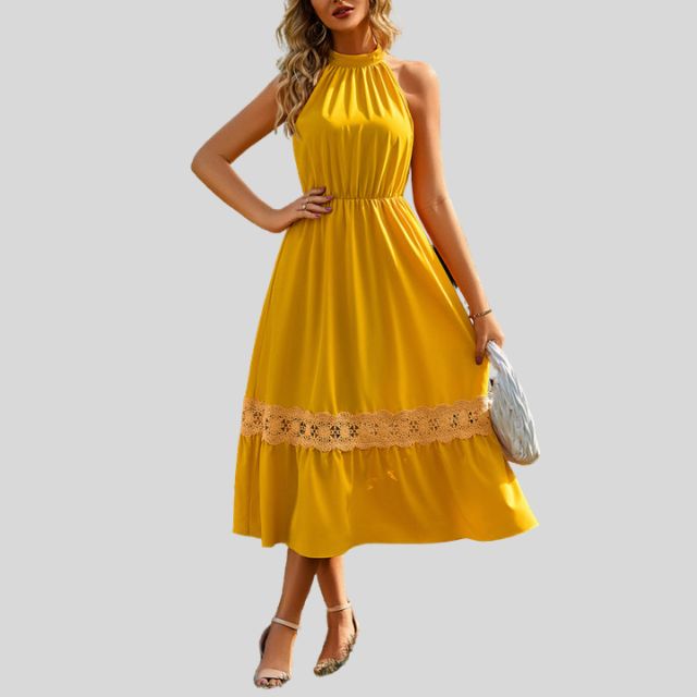 Zonnegeel Kanten Jurk Luisa voor een Stralende Look