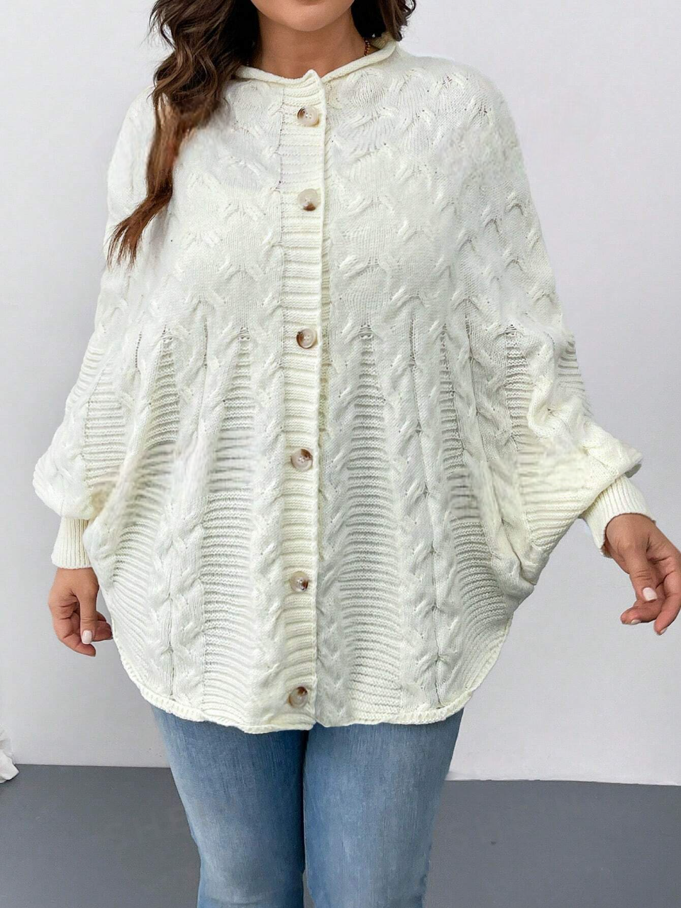 Fleur | Charmante Plus Size Losse Twist Bloemen Cardigan voor Dames