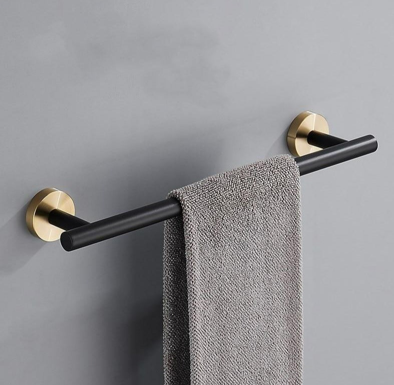 Badkameraccessoires Set Zwart Goud – Luxe Roestvrij Staal, Modern Ontwerp voor Stijlvolle Badkamer