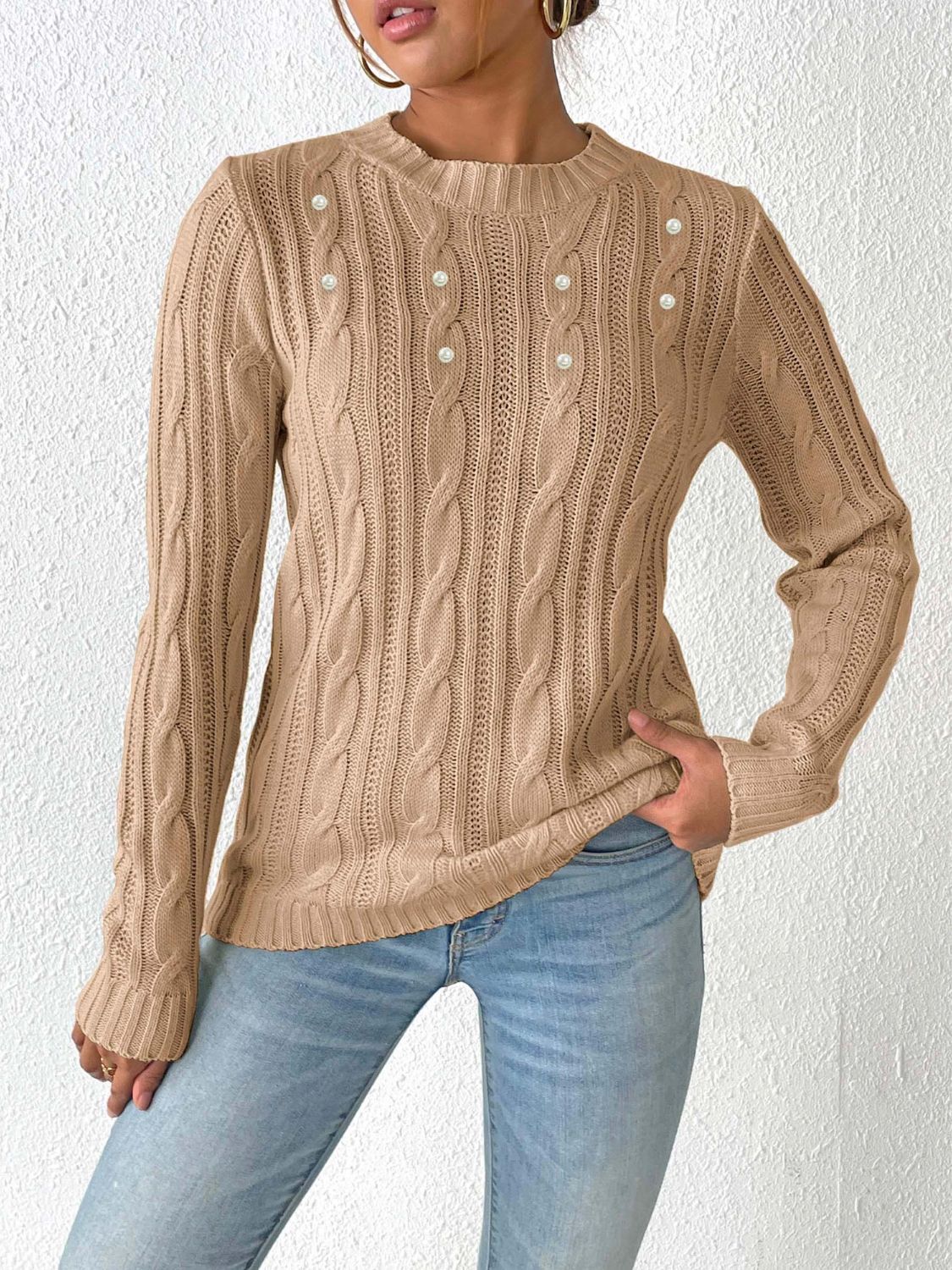 Stijlvolle trui met volumineuze kabelpatronen voor dames | Ideaal voor de herfst/winter
