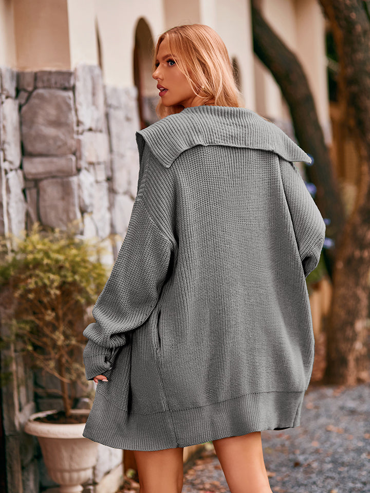 Trendy Damescardigan met Lange Mouwen en Nonchalante Drop-Shoulder Stijl