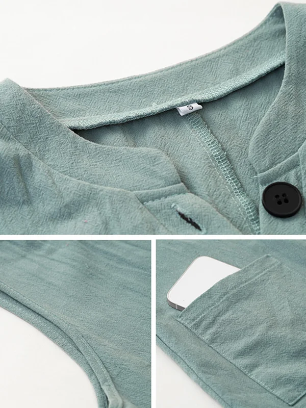 Vrouwen Chic Button Up Mouwloze V-hals Jumpsuit met Zakken | Ideaal voor de zomer