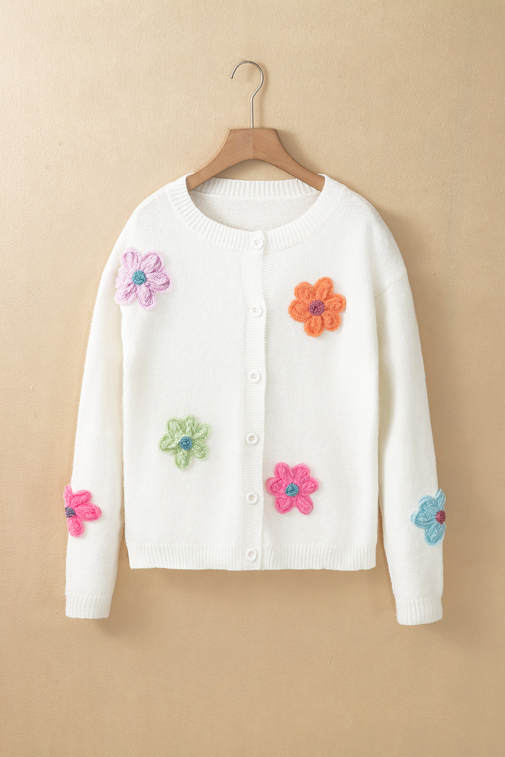 Warm geborduurd vest met bloemen en knopen voor dames | Ideaal voor herfst/winter