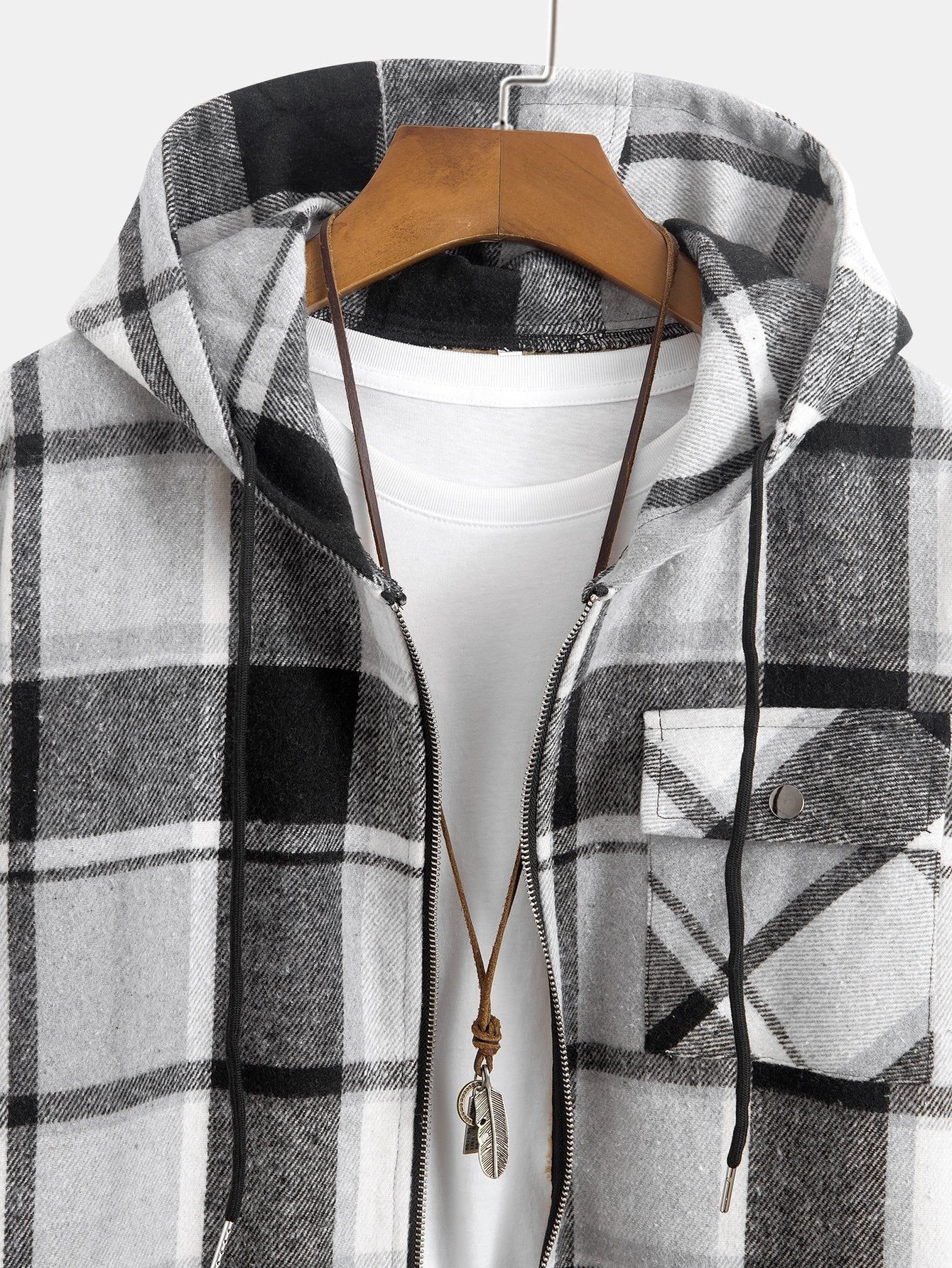 Teddy gevoerd geruit shirt met capuchon