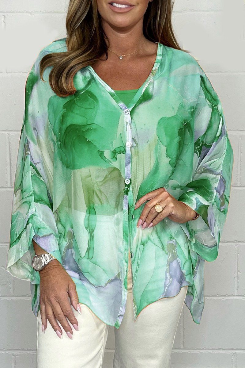 Zomerse dames blouse met bloemenprint en pofmouwen