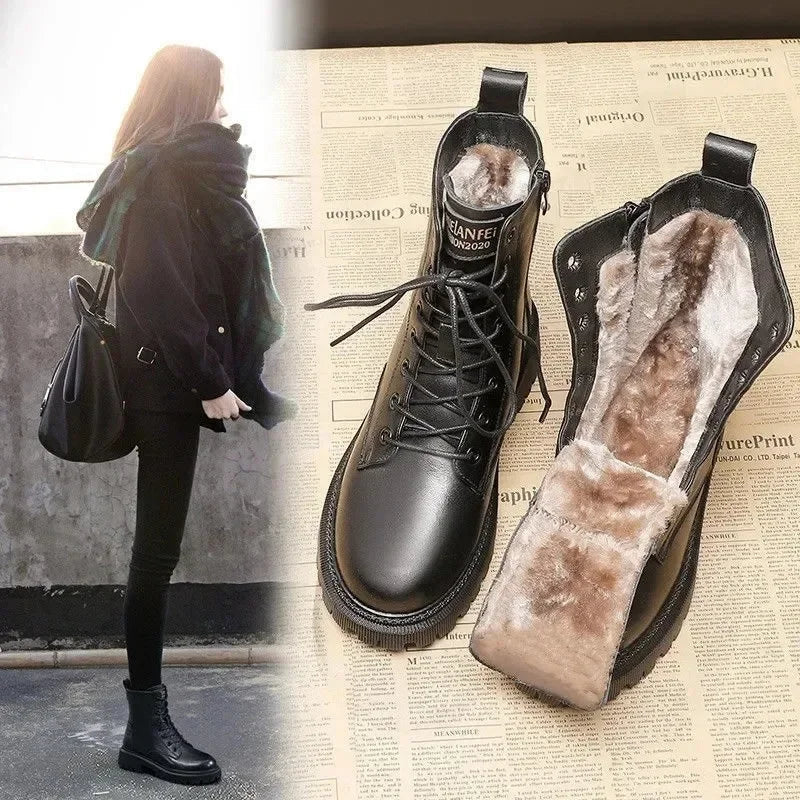 Stijlvolle Leren Winterlaarzen voor Dames – Warm, Comfortabel & Elegant