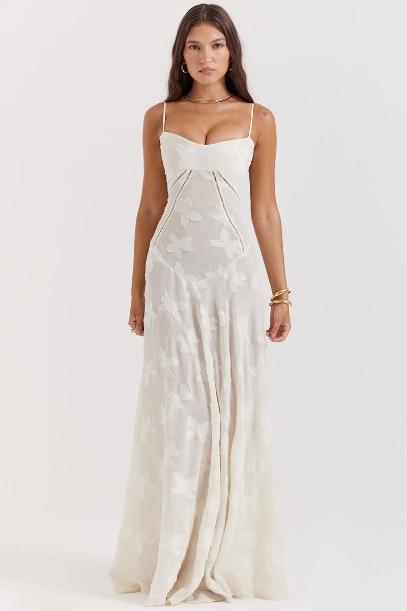 Witte vintage kanten korsetjurk zomerse elegantie