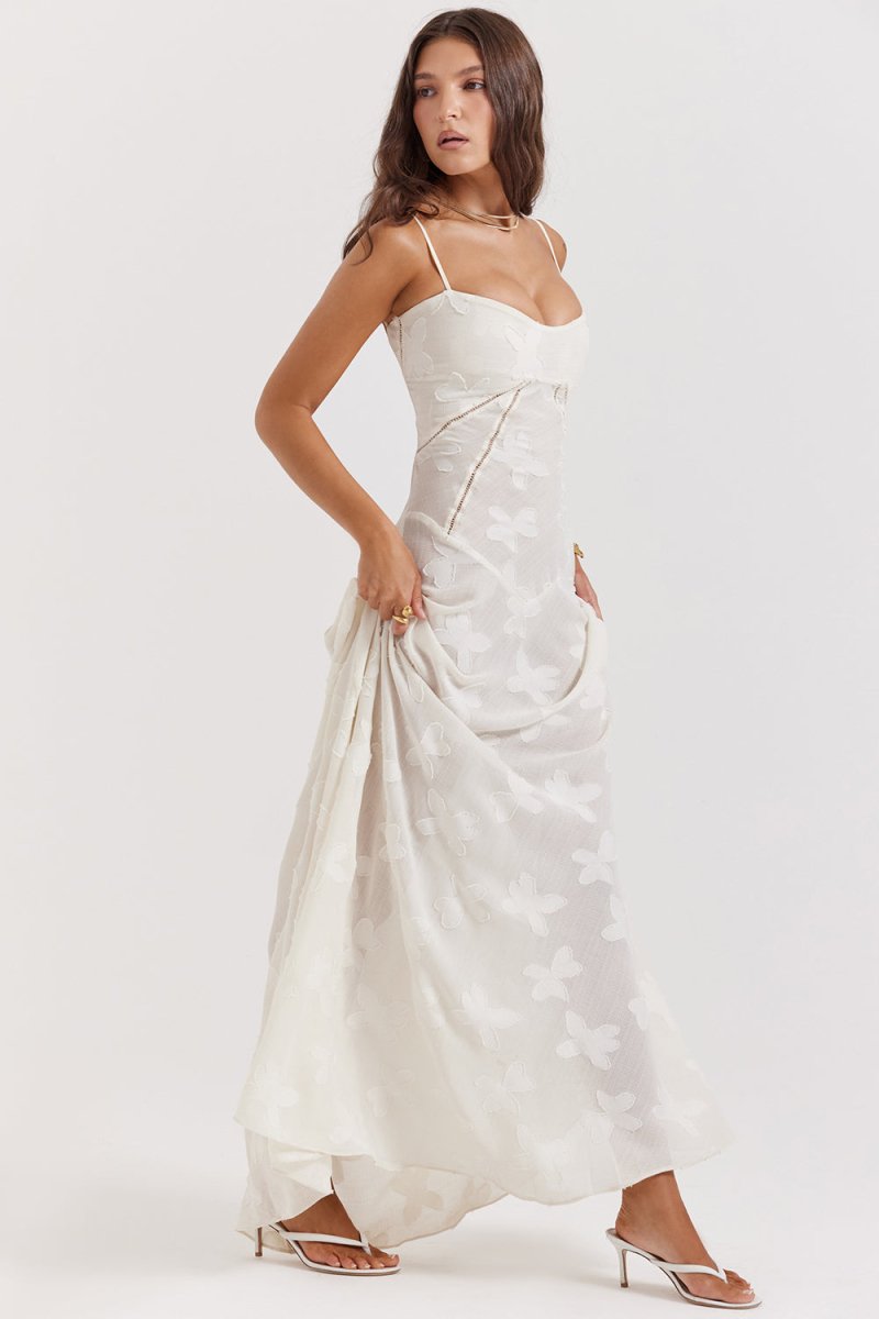 Witte vintage kanten korsetjurk zomerse elegantie