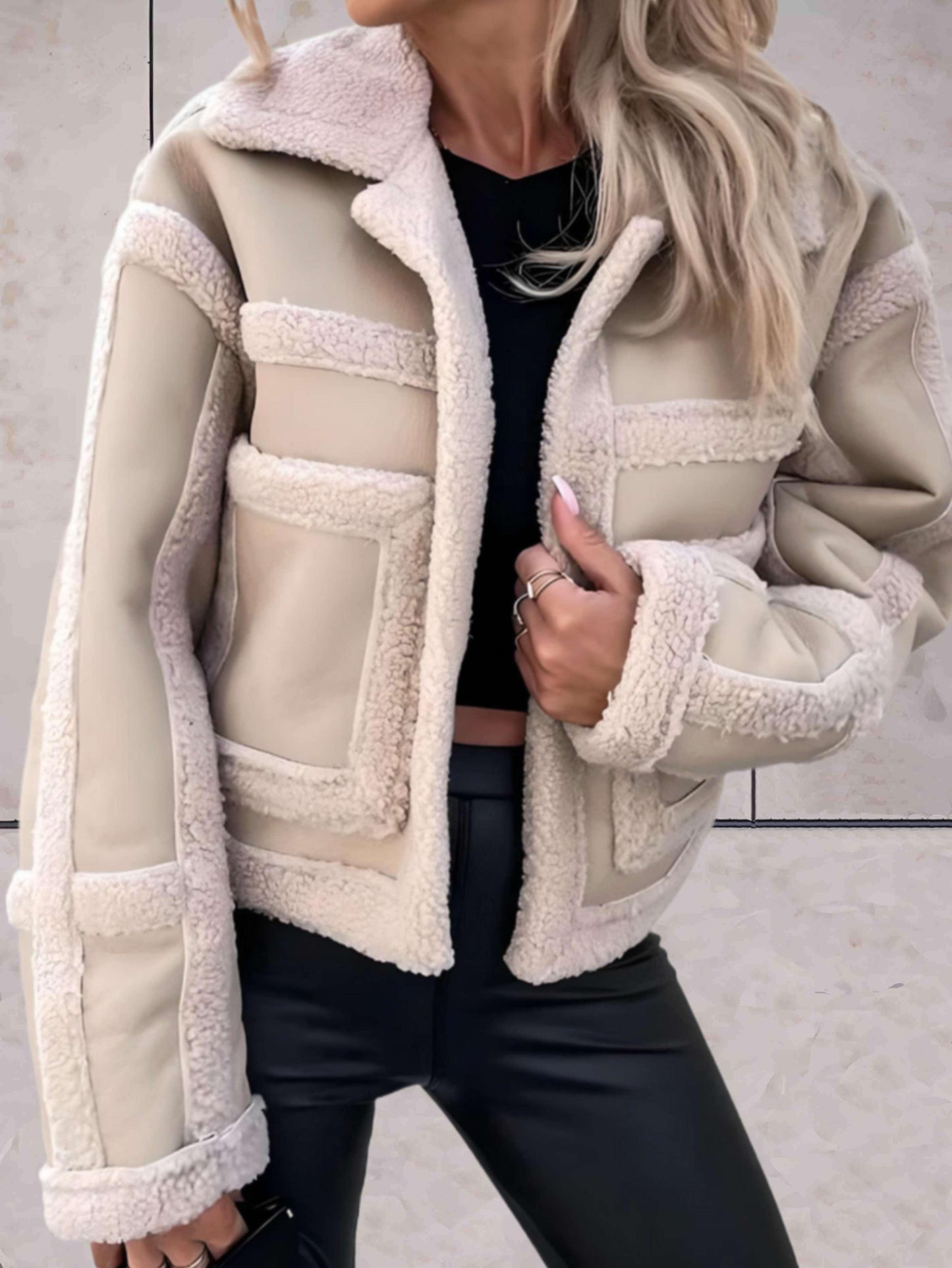 Elegante Warme Vegan Lederen Winterjas met Fleece Voering voor Vrouwen | Perfect voor Herfst/Winter