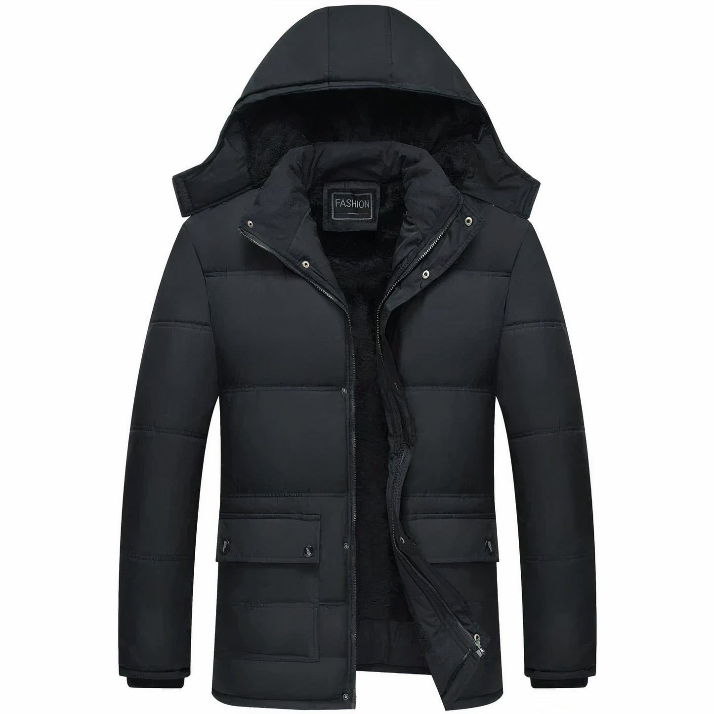 Zwarte waterdichte winterjas voor mannen stijlvol warm