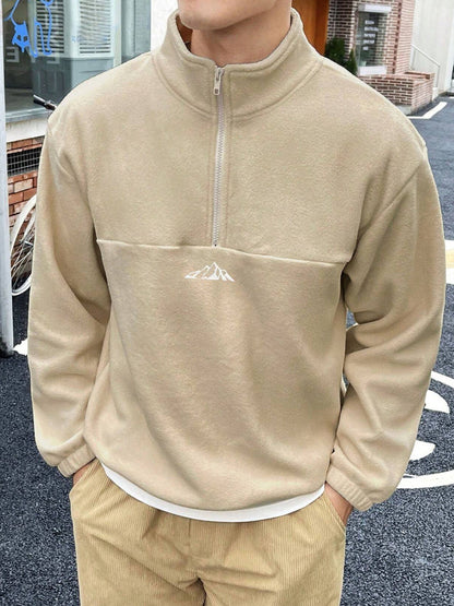 Casual fleecetrui met halve rits en kraag voor heren | Ideaal voor herfst/winter