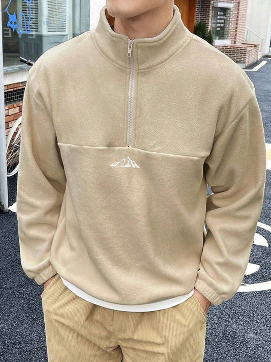 Casual fleecetrui met halve rits en kraag voor heren | Ideaal voor herfst/winter