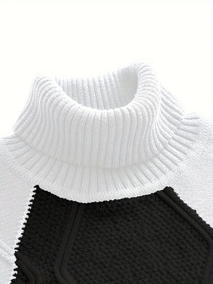 Casual slim-fit coltrui met geometrische grafische print voor heren | Ideaal voor herfst/winter