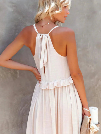 Zwierige maxi jurk met ruches in Zuri-stijl elegant
