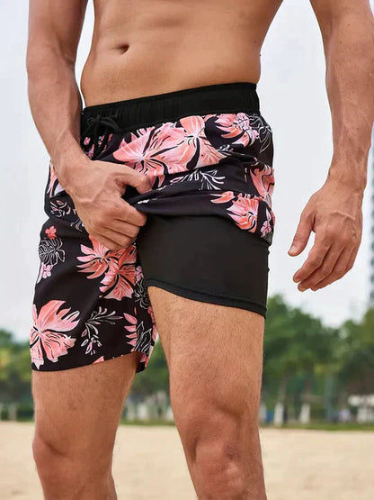 Zwembroek Heren Elegante Stijl Flamingo Print Zomer