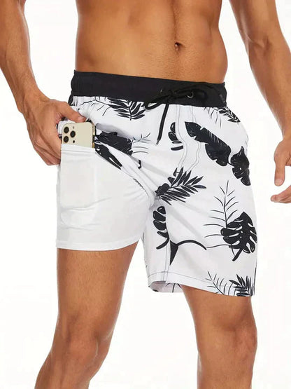 Zwembroek Heren Elegante Stijl Flamingo Print Zomer
