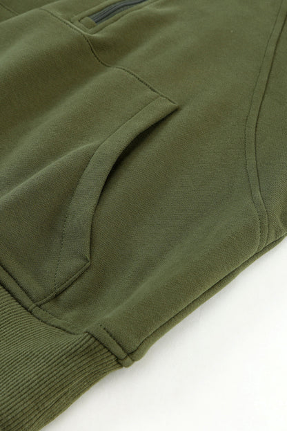 Stijlvolle Bruine Sweatshirt met Rits, Opstaande Kraag en Duimgaten – Perfect voor Casual Comfort