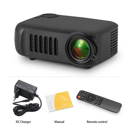 Zwarte mini projector voor slimme thuisbioscoopervaring