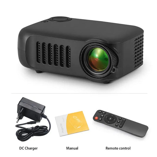 Zwarte mini projector voor slimme thuisbioscoopervaring