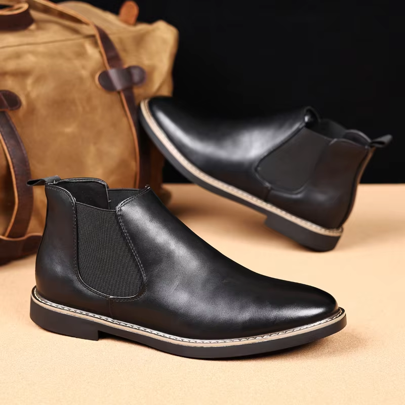Glanzende Chelseaboots Met Elastische Zijde Voor Mannen | Ideaal voor Herfst/Winter