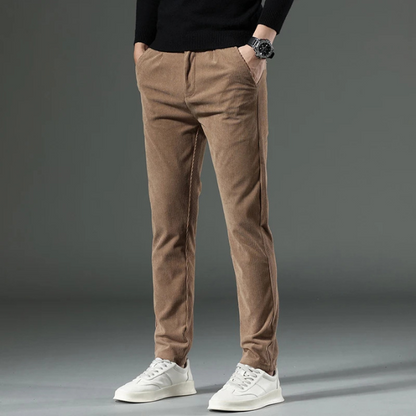 Stijlvolle corduroy broek met slim fit en plooien aan de voorkant voor heren | Ideaal voor herfst/winter