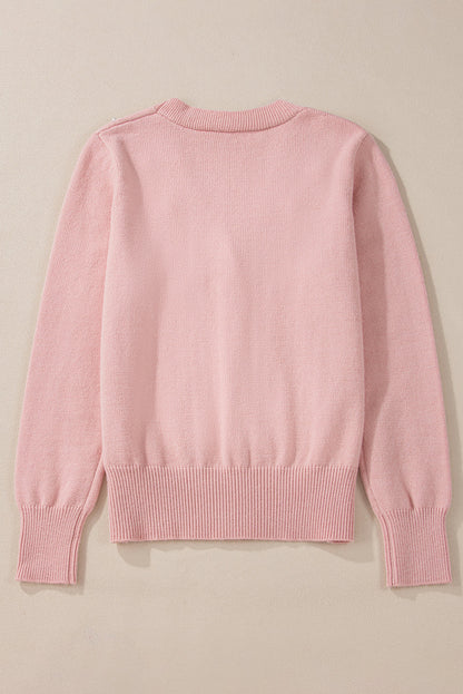 Roze kasjmier vest met parel voor dames | Ideaal voor herfst/winter
