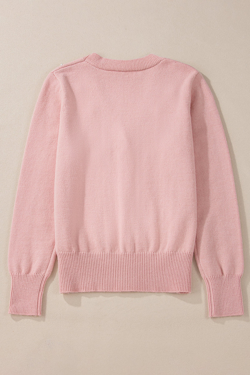 Roze kasjmier vest met parel voor dames | Ideaal voor herfst/winter