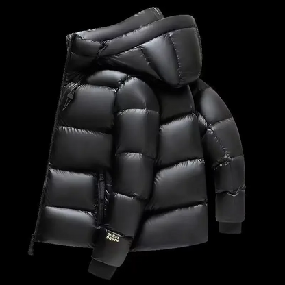 Geïsoleerde zwarte heren Pufferjas met dikke capuchon Perfect voor herfst/winter