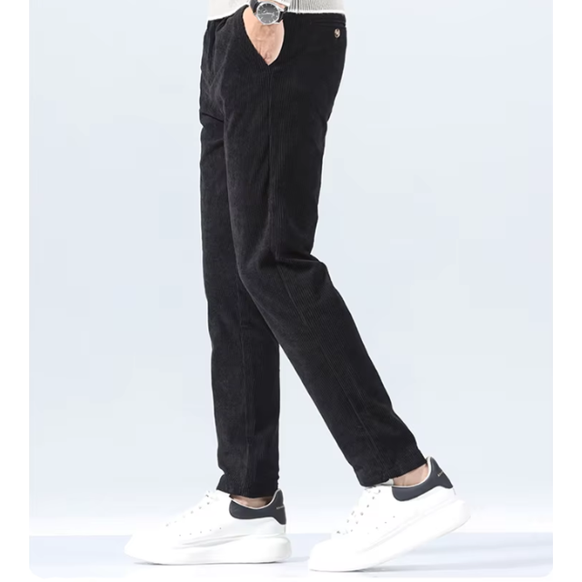 Stijlvolle corduroy broek met slim fit en plooien aan de voorkant voor heren | Ideaal voor herfst/winter