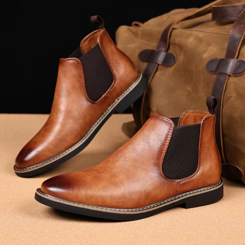 Glanzende Chelseaboots Met Elastische Zijde Voor Mannen | Ideaal voor Herfst/Winter