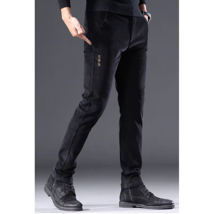 Comfortabele corduroy broek met fleece voering en thermische isolatie voor heren | Ideaal voor herfst/winter