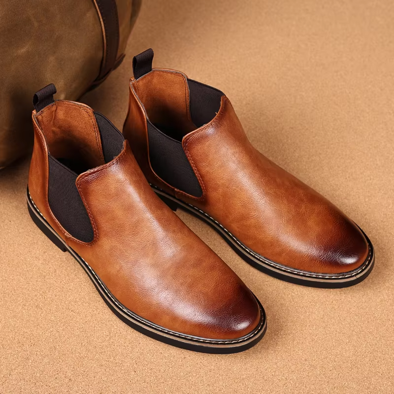 Glanzende Chelseaboots Met Elastische Zijde Voor Mannen | Ideaal voor Herfst/Winter