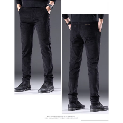 Comfortabele corduroy broek met fleece voering en thermische isolatie voor heren | Ideaal voor herfst/winter