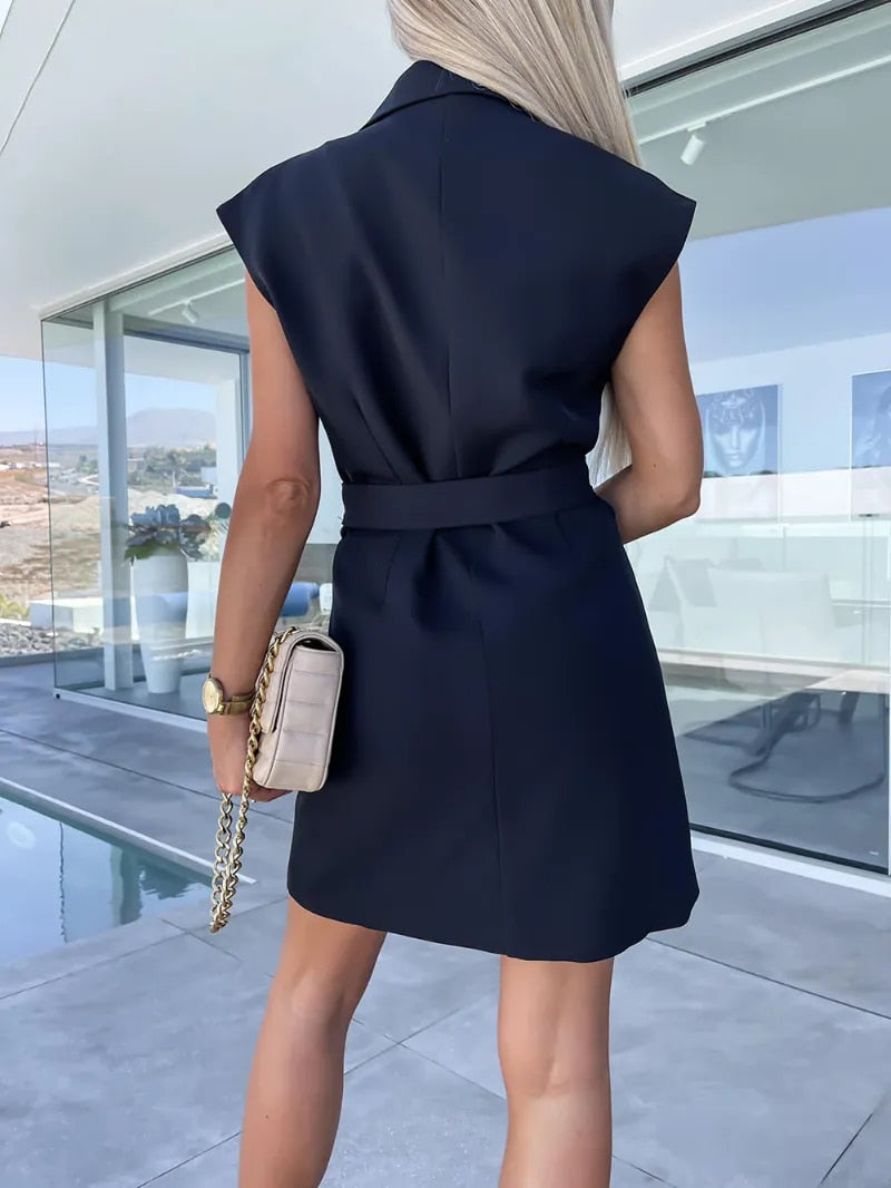 Elegante formele blazerjurk met riem en knopen voor vrouwen | Perfect voor formele gelegenheden