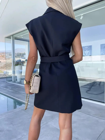 Elegante formele blazerjurk met riem en knopen voor vrouwen | Perfect voor formele gelegenheden