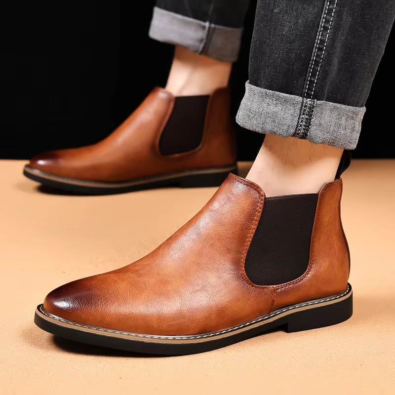 Glanzende Chelseaboots Met Elastische Zijde Voor Mannen | Ideaal voor Herfst/Winter