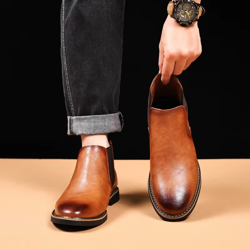 Glanzende Chelseaboots Met Elastische Zijde Voor Mannen | Ideaal voor Herfst/Winter
