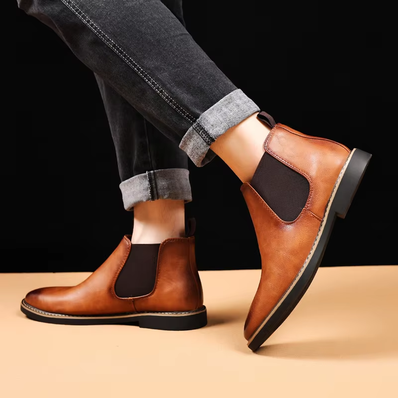 Glanzende Chelseaboots Met Elastische Zijde Voor Mannen | Ideaal voor Herfst/Winter