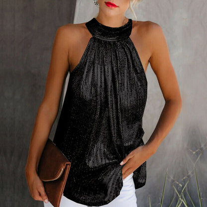 Zwarte kanten top met ronde hals elegant design