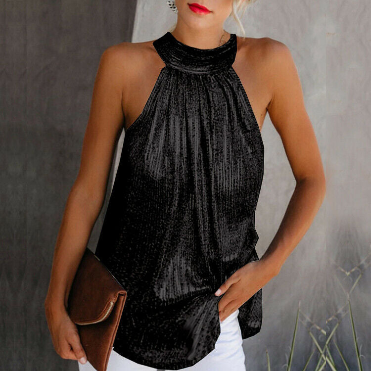 Zwarte kanten top met ronde hals elegant design