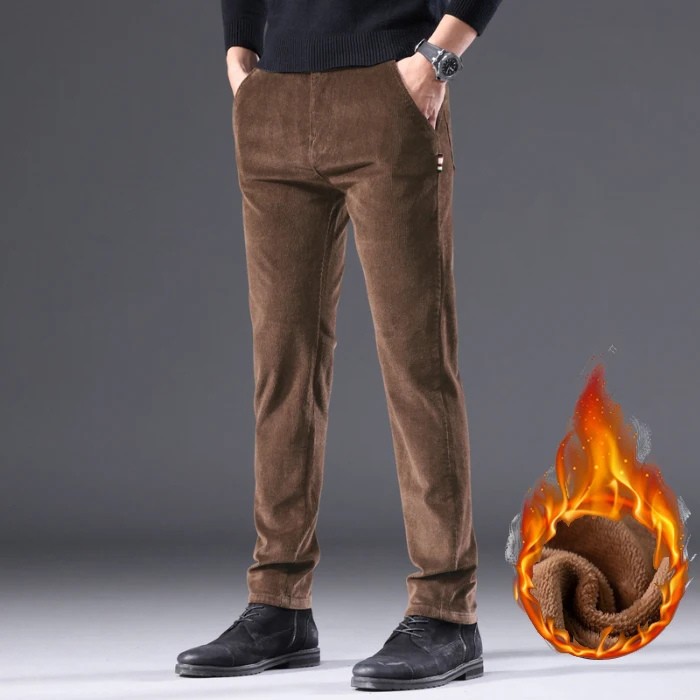 Comfortabele corduroy broek met fleece voering en thermische isolatie voor heren | Ideaal voor herfst/winter