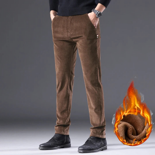 Comfortabele corduroy broek met fleece voering en thermische isolatie voor heren | Ideaal voor herfst/winter