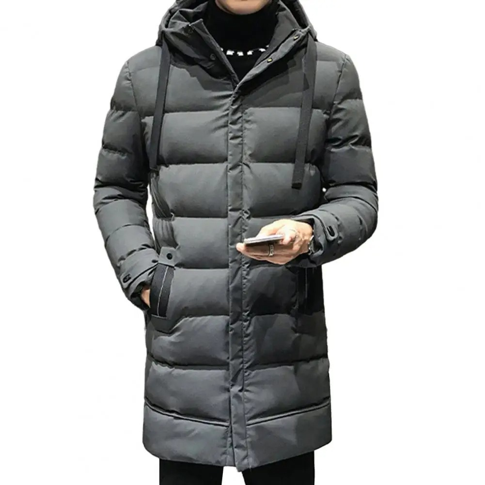Warme lange herenpufferjas met capuchon en zakken | Perfect voor herfst/winter