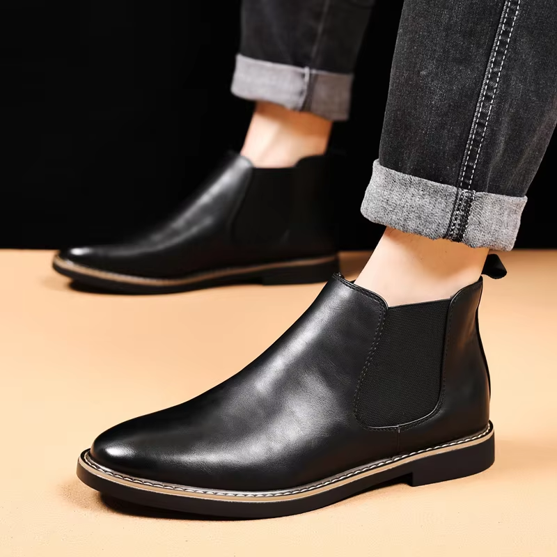 Glanzende Chelseaboots Met Elastische Zijde Voor Mannen | Ideaal voor Herfst/Winter