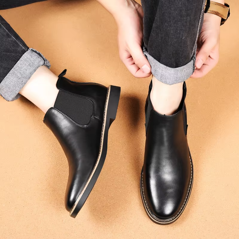 Glanzende Chelseaboots Met Elastische Zijde Voor Mannen | Ideaal voor Herfst/Winter